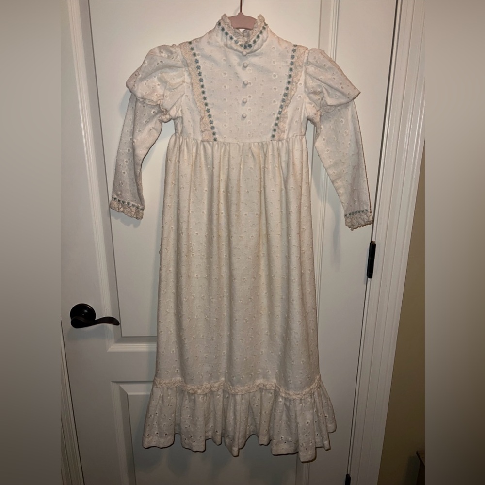 Dorissa Miami Vintage Girls Dress Size 6 Ivory Ruffle Eyelet Lace Maxi * Read